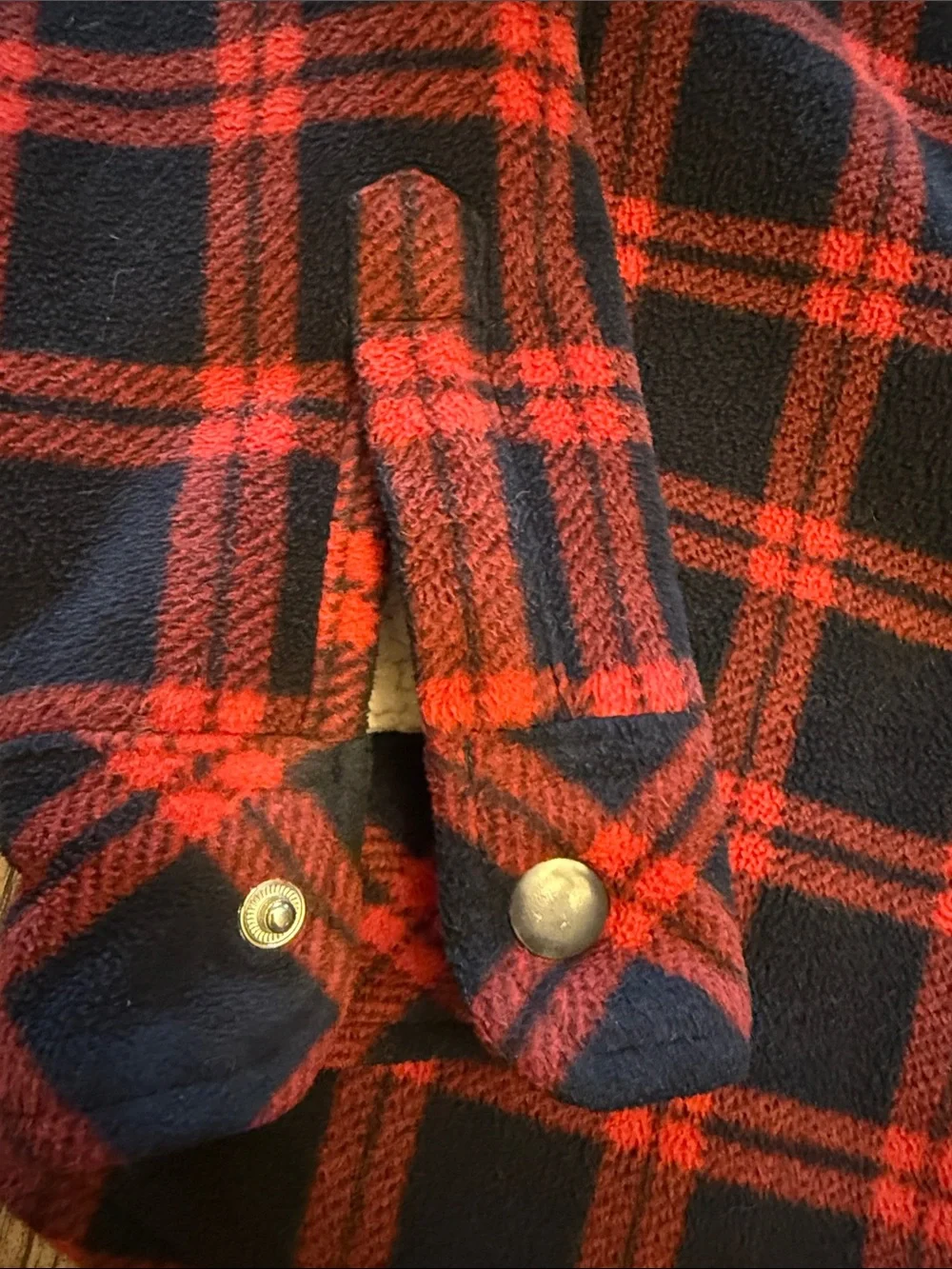 Old Navy Red and Black Plaid Sherpa-Lined Fleece Jacket